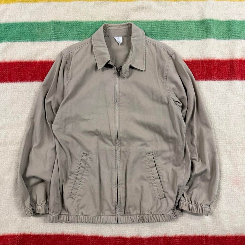 Vintage LL Bean Harrington Jacket Mens Medium Tall Tan Zip Up Twill Outerwear